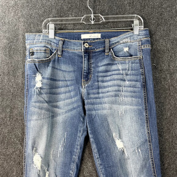 KanCan Twisted Seam Ankle Skinny Jeans Women's 11/29 Blue Distressed - Picture 2 of 8